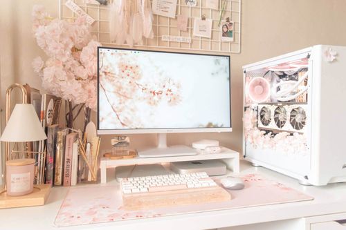 A Cute Pastel Colored Desk Setup