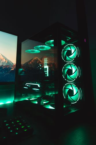Green tempered glass PC case