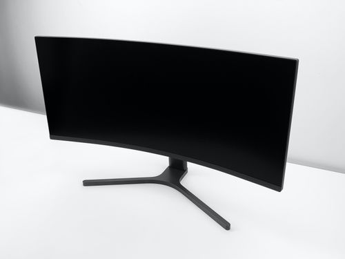 A curved ultrawide monitor