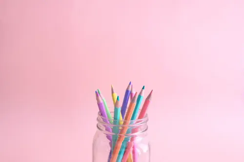 Pencils with a pastel color palette